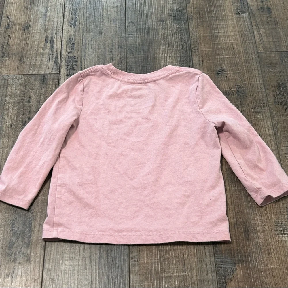 Twin Girls Cat & Jack Long Sleeve Dusty Pink Ballerina Graphic T-Shirt 18 Months